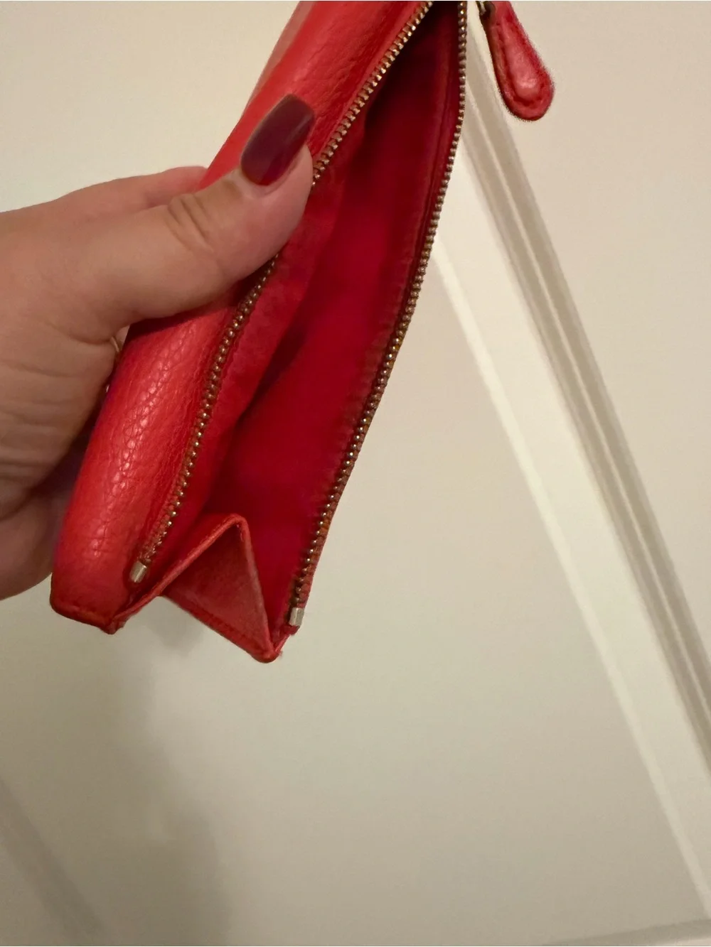 Coach Red Pebbled Leather Wallet Clutch